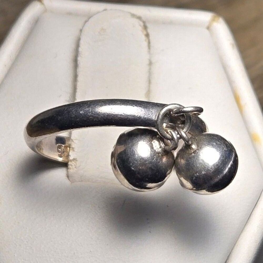 Jingle Bells Vintage Sterling Silver Ring Sz 7